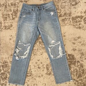 Distressed Blue Jeans
